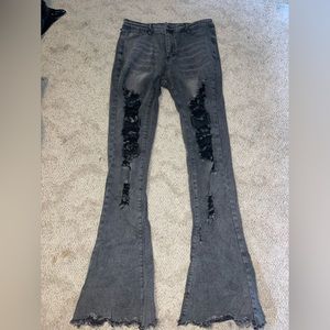 Ripped flare bell bottom pants